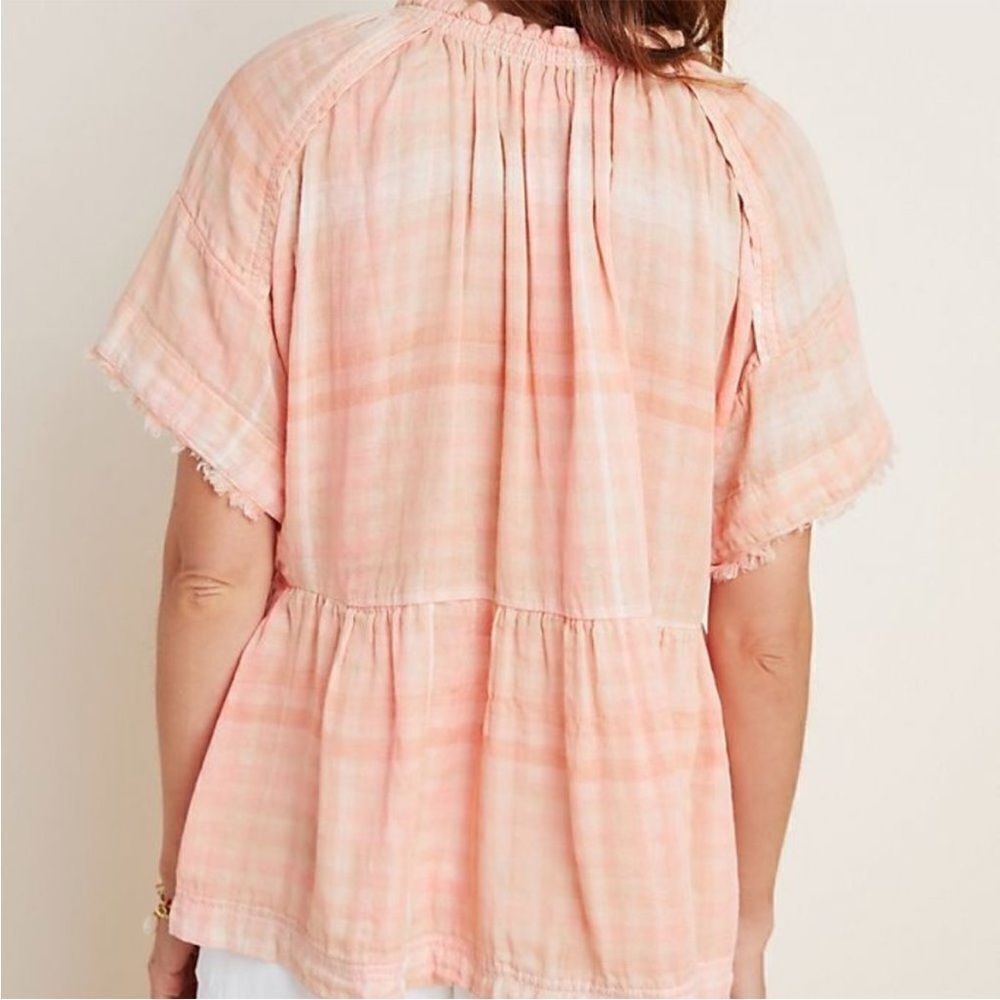 ANTHROPOLOGIE THE BETTE BABYDOLL PEASANT BLOUSE IN CORAL PINK SIZE SMALL EUC - Picture 2 of 10